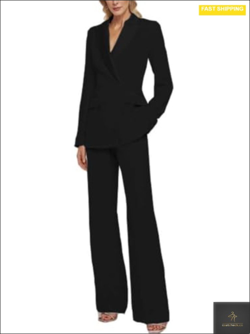 2 Piece Pantsuit Set Slim Fit Business Work Suit Prom